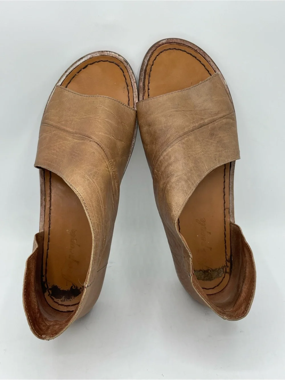 Free People Mont Blanc Tan Distressed Boho Festival Leather D’Orsay Sandal.